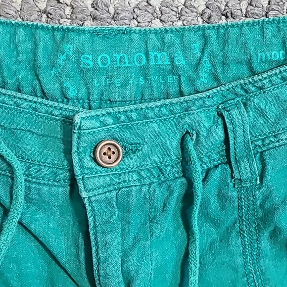Sonoma Linen Blend Women's Teal Shorts Sz 6 - Picture 5 of 11